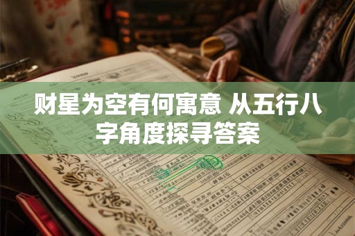 财星为空有何寓意 从五行八字角度探寻答案