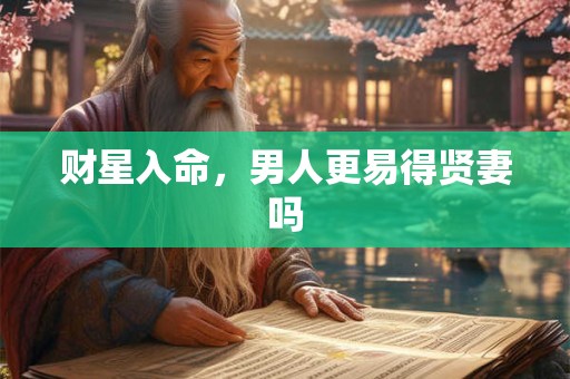 财星入命，男人更易得贤妻吗