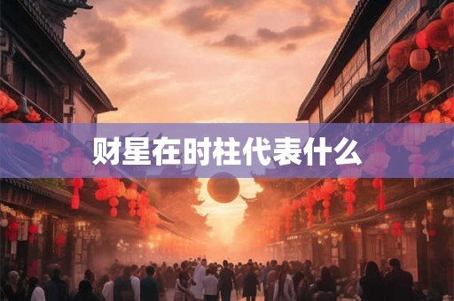 财星在时柱代表什么
