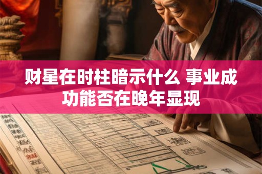 财星在时柱暗示什么 事业成功能否在晚年显现