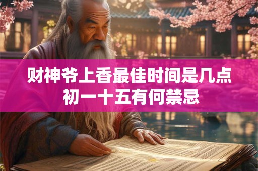 财神爷上香最佳时间是几点 初一十五有何禁忌