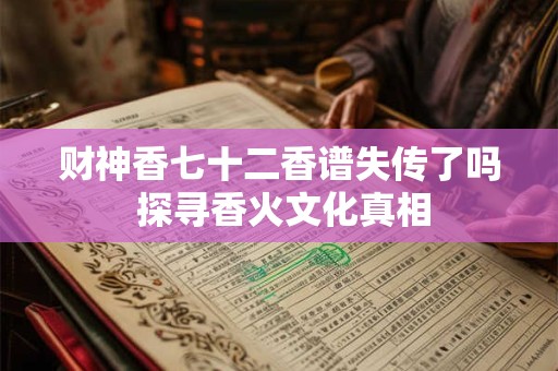 财神香七十二香谱失传了吗 探寻香火文化真相