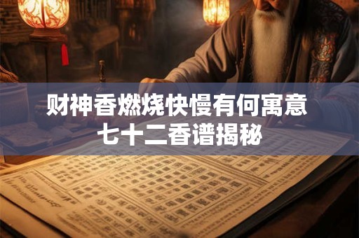 财神香燃烧快慢有何寓意 七十二香谱揭秘