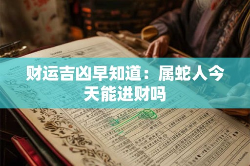 财运吉凶早知道：属蛇人今天能进财吗