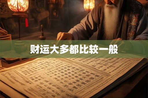 财运大多都比较一般