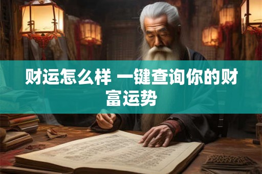 财运怎么样 一键查询你的财富运势