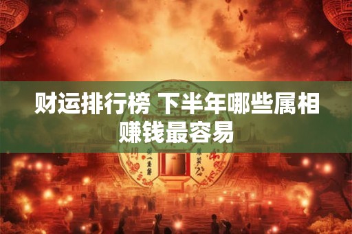 财运排行榜 下半年哪些属相赚钱最容易
