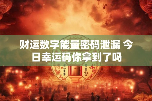 财运数字能量密码泄漏 今日幸运码你拿到了吗