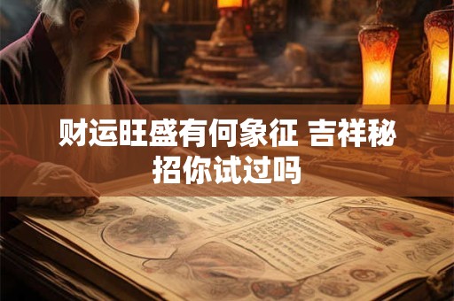 财运旺盛有何象征 吉祥秘招你试过吗