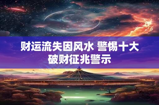 详细阅读:财运流失因风水 警惕十大破财征兆警示 财运流失因风水 警惕十大破财征兆警示