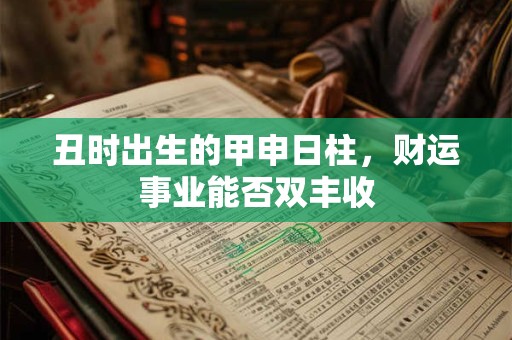 丑时出生的甲申日柱，财运事业能否双丰收