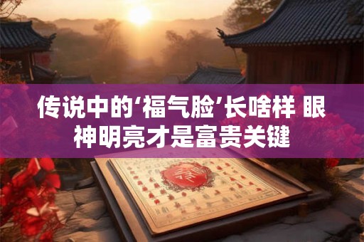 传说中的‘福气脸’长啥样 眼神明亮才是富贵关键