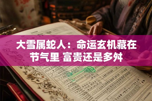 大雪属蛇人：命运玄机藏在节气里 富贵还是多舛