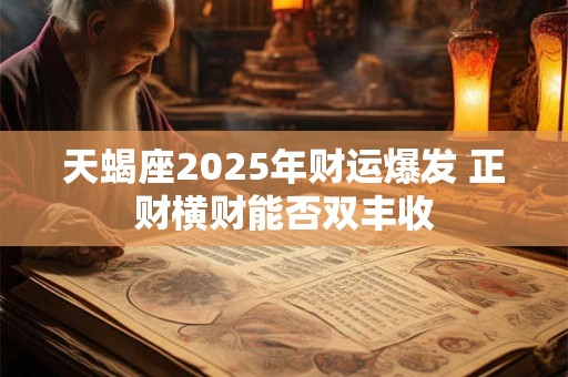 天蝎座2025年财运爆发 正财横财能否双丰收