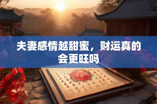 夫妻感情越甜蜜，财运真的会更旺吗