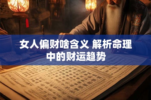 女人偏财啥含义 解析命理中的财运趋势