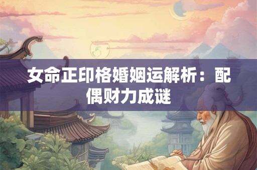 女命正印格婚姻运解析：配偶财力成谜