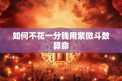 如何不花一分钱用紫微斗数算命