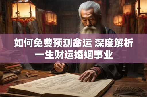如何免费预测命运 深度解析一生财运婚姻事业