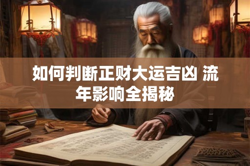 如何判断正财大运吉凶 流年影响全揭秘