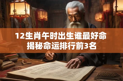 12生肖午时出生谁最好命 揭秘命运排行前3名