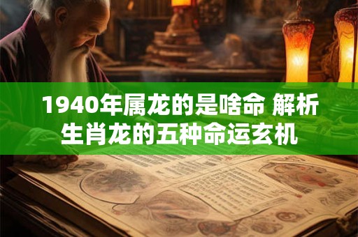 1940年属龙的是啥命 解析生肖龙的五种命运玄机
