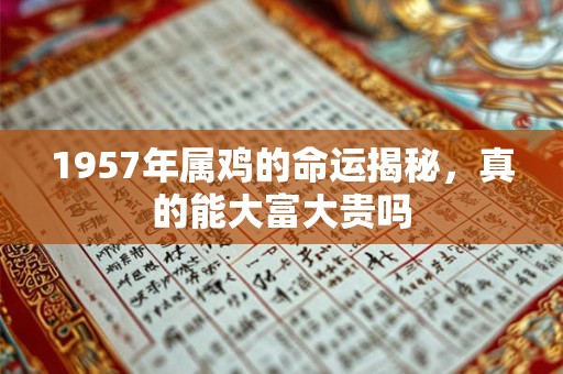 1957年属鸡的命运揭秘，真的能大富大贵吗