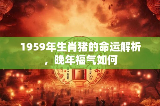 1959年生肖猪的命运解析，晚年福气如何