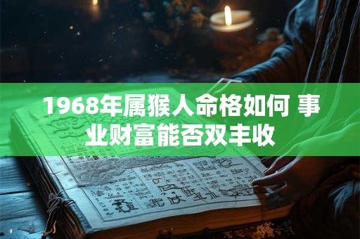 1968年属猴人后半生命运如何 财运事业双丰收吗