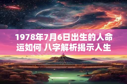 1978年7月6日出生的人命运如何 八字解析揭示人生走向