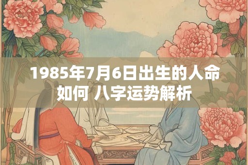 1985年7月6日出生的人命如何 八字运势解析