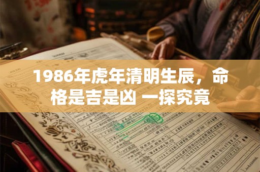 1986年虎年清明生辰，命格是吉是凶 一探究竟