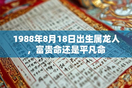 1988年8月18日出生属龙人，富贵命还是平凡命