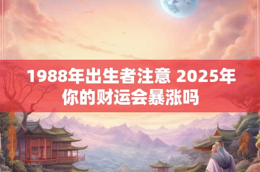 1988年出生者注意 2025年你的财运会暴涨吗
