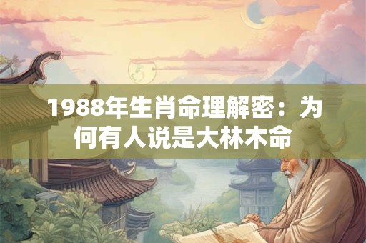 详细阅读:1988年生肖命理解密:为何有人说是大林木命 1988年生肖命理解密:为何有人说是大林木命