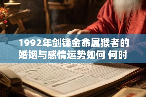 1992年剑锋金命属猴者的婚姻与感情运势如何 何时能遇正缘