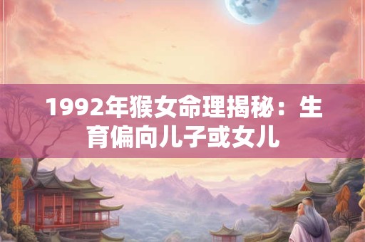 1992年猴女命理揭秘：生育偏向儿子或女儿
