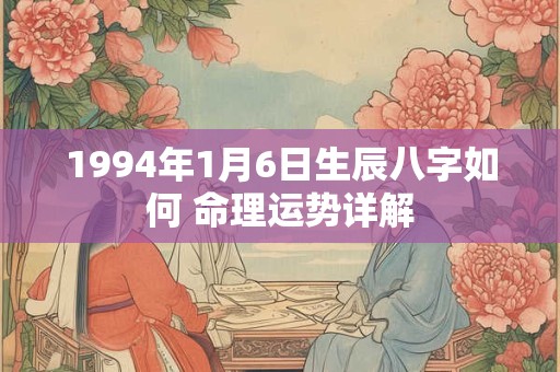 1994年1月6日生辰八字如何 命理运势详解