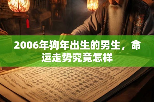 2006年狗年出生的男生，命运走势究竟怎样