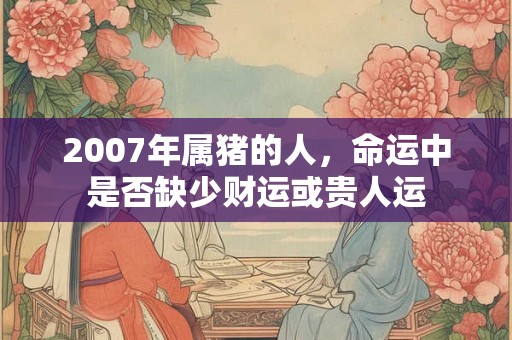 2007年属猪的人，命运中是否缺少财运或贵人运