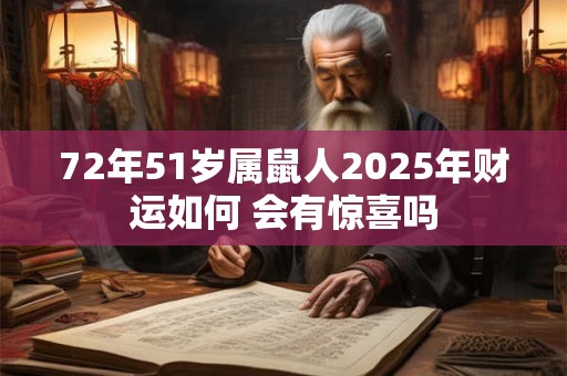 72年51岁属鼠人2025年财运如何 会有惊喜吗