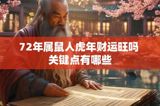 72年属鼠人虎年财运旺吗 关键点有哪些
