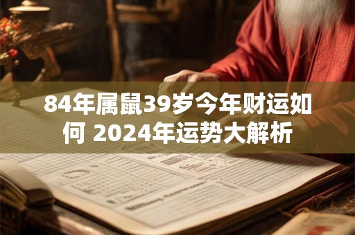 84年属鼠39岁今年财运如何 2024年运势大解析