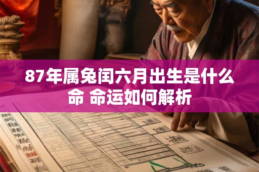 87年属兔闰六月出生是什么命 命运如何解析