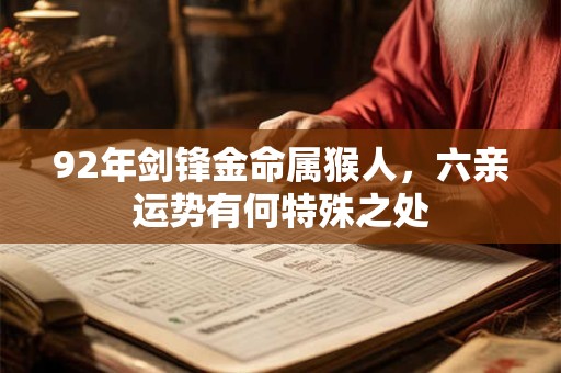 92年剑锋金命属猴人，六亲运势有何特殊之处