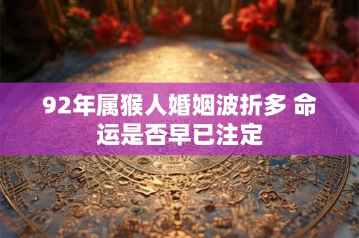 92年属猴人婚姻波折多 命运是否早已注定