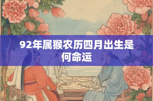 92年属猴农历四月出生是何命运