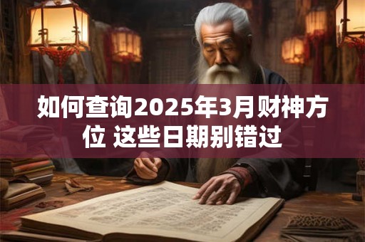 如何查询2025年3月财神方位 这些日期别错过
