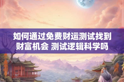 如何通过免费财运测试找到财富机会 测试逻辑科学吗