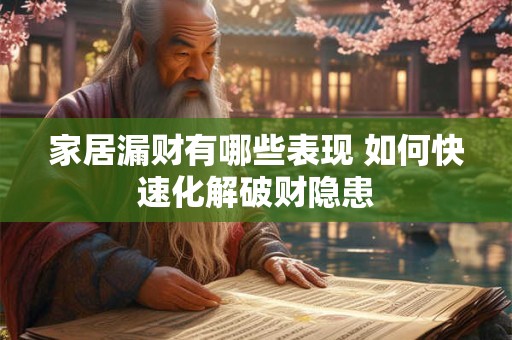 家居漏财有哪些表现 如何快速化解破财隐患